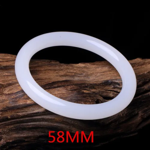 58MM Женские браслеты Прямая натуральный Синьцзян белый Нефритовый камень браслеты манжеты для женщин помолвка Танцевальная вечеринка ювелирные изделия на подарок - Цвет камня: 58MM