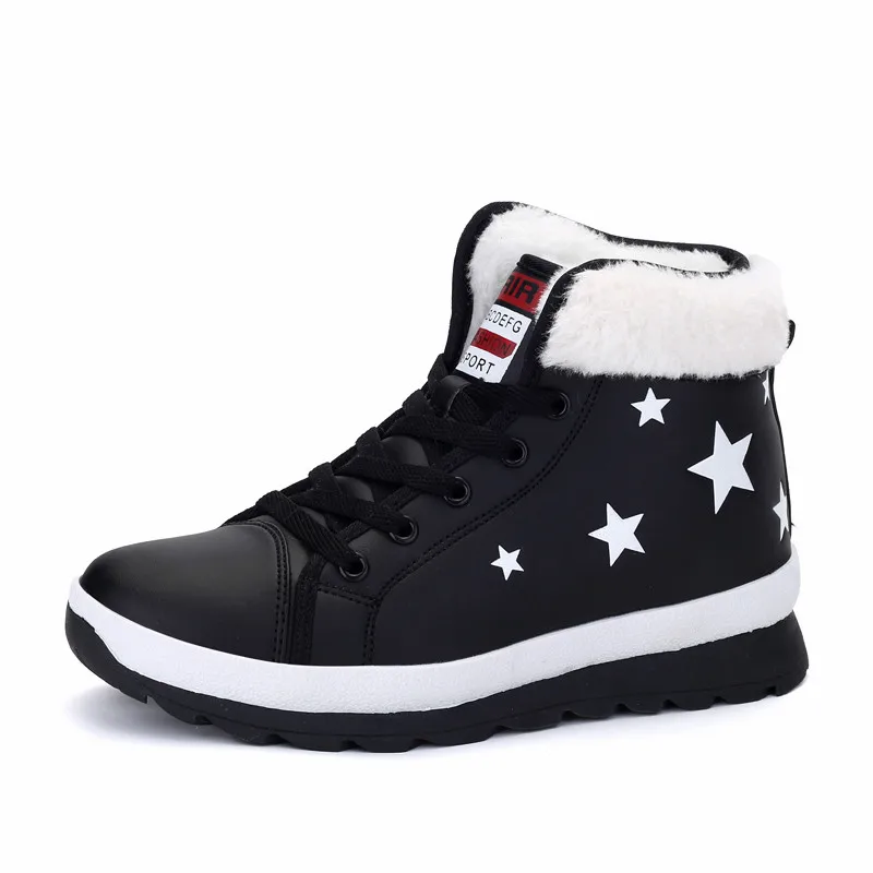 Кроссовки женские теплые из плюша Нескользящие высокие черные красные серые