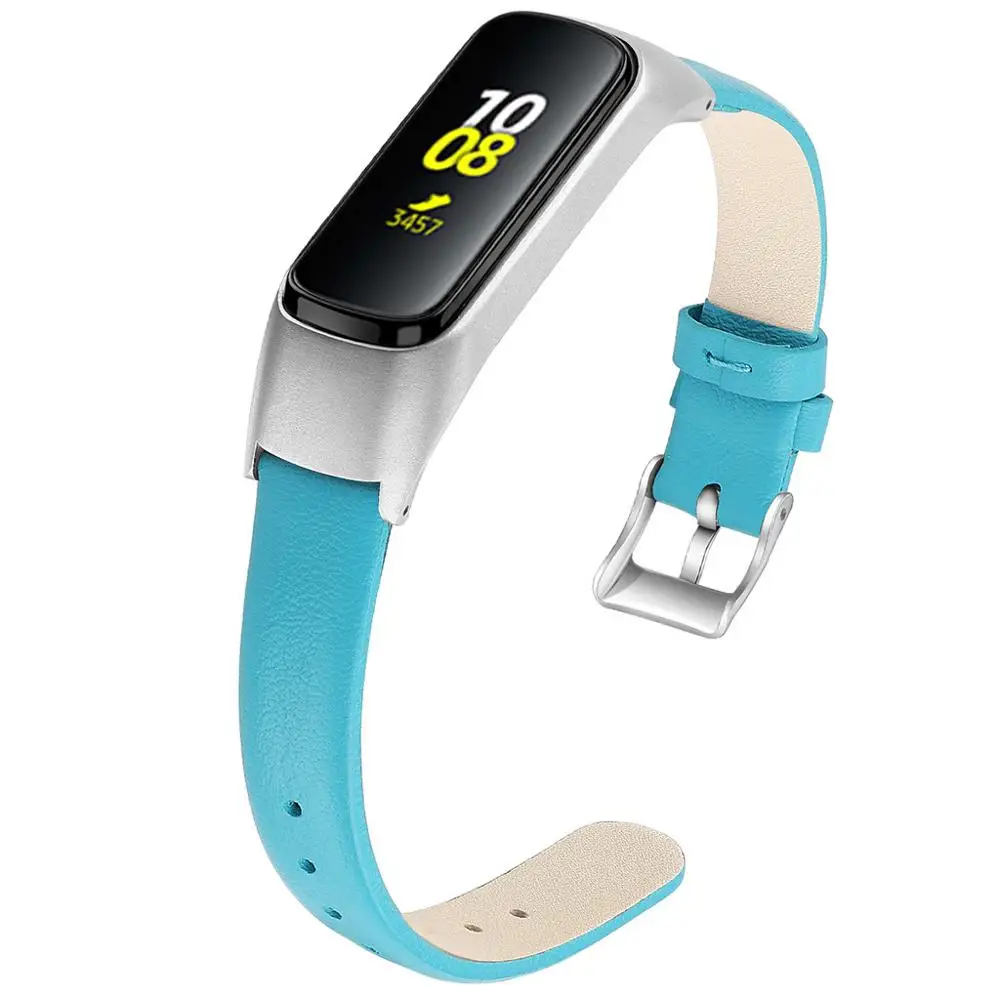 Синий Роскошные Сменные кожаные часы ремешок браслет для samsung Galaxy fit-e R375 унисекс мягкий браслет подарки для друга черный - Цвет ремешка: Синий