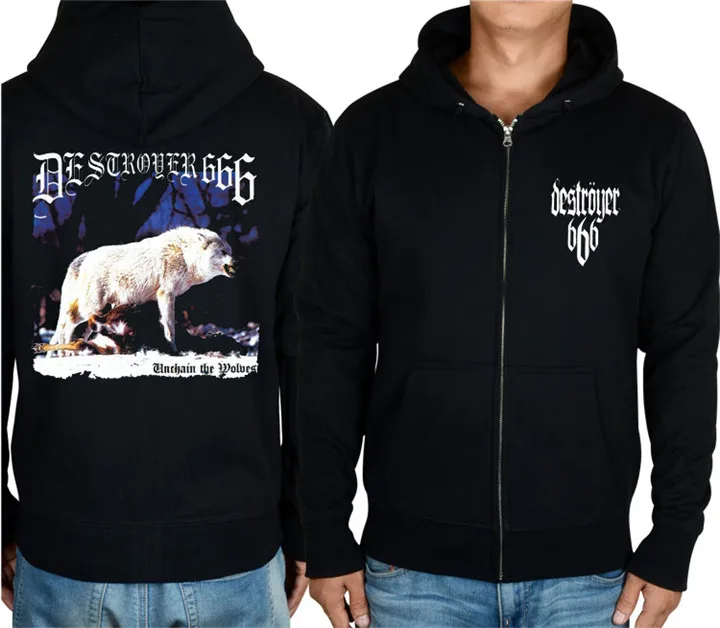 

9 kinds White Wolf Demon Zipper Cotton Hoodies Skull Rock jacket punk heavy black metal sweatshirt fleece destroyer666 tracksuit