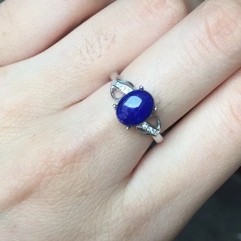 

KJJEAXCMY Fine jewelry 925 Sterling Silver Adjustable natural Lapis female ring wholesale