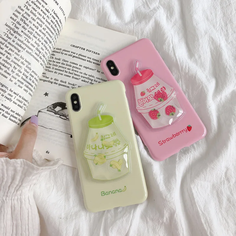 Korean Reduce Pressure Fruits Drink Phone Case For iPhoneXR XS MAX X Cute Lovely Patterned iPhone8 7 6S Plus Soft Cover |