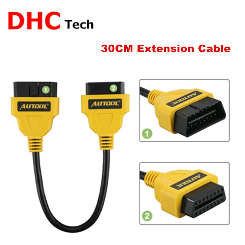AUTOOL 30 см OBD2 16Pin штекер к гнезду Удлинительный кабель разъем OBDII OBD 2