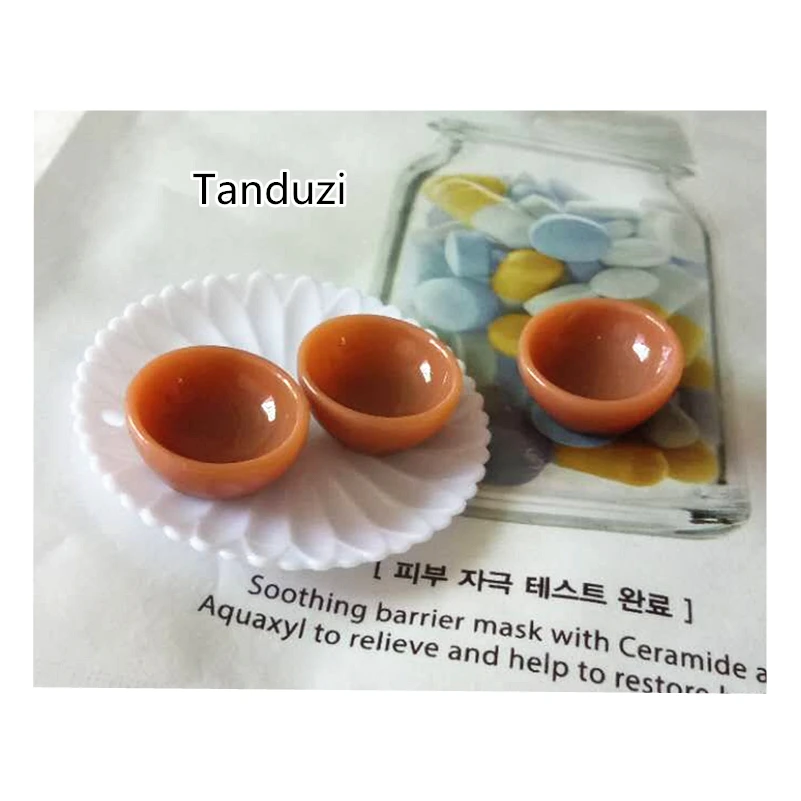 Tanduzi 20 шт. круглая коричневая полимерная миска кукольный домик миниатюрная