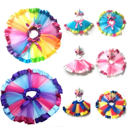 Pudcoco 2018 Радужная юбка для маленьких девочек разноцветный тюль пачка + объемная