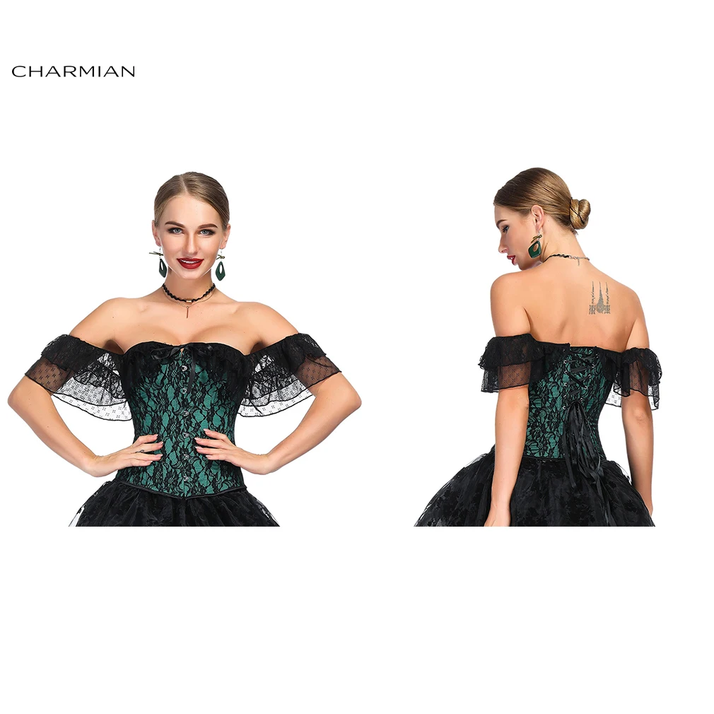 Женский сексуальный Викторианский готический атласный корсет Charmian с открытыми