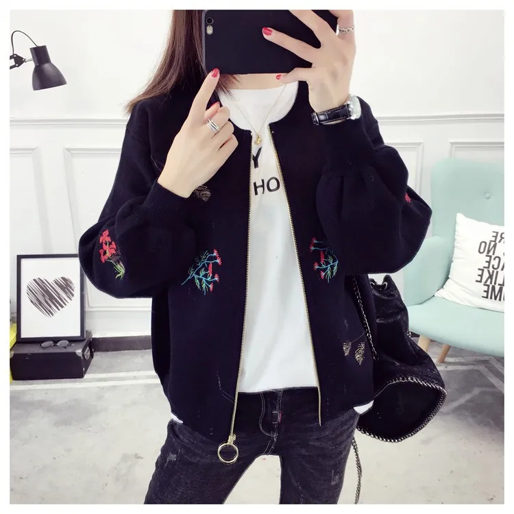 2021 женский кардиган кардиганы Модный осенне-зимний теплый вышитый круглый вырез