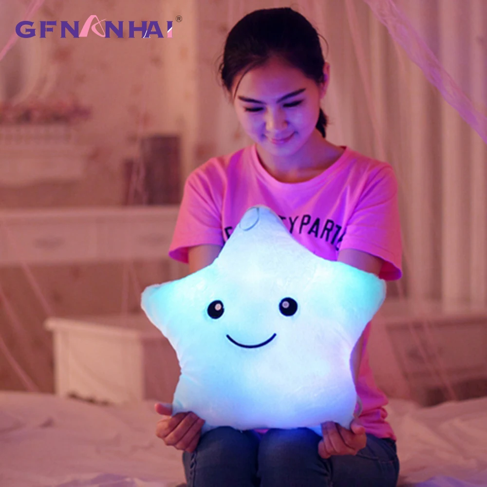 Kawaii Звезда Подушка Плюшевые игрушки Симпатичные светлые мягкие светодиодный