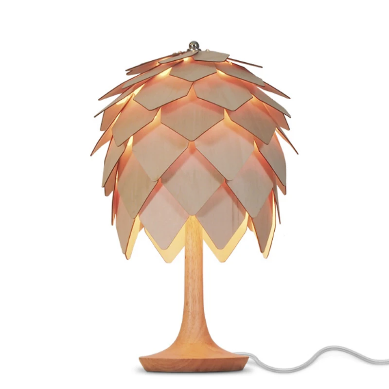 Скандинавский Креативный дизайн pinecone деревянная настольная лампа Современная