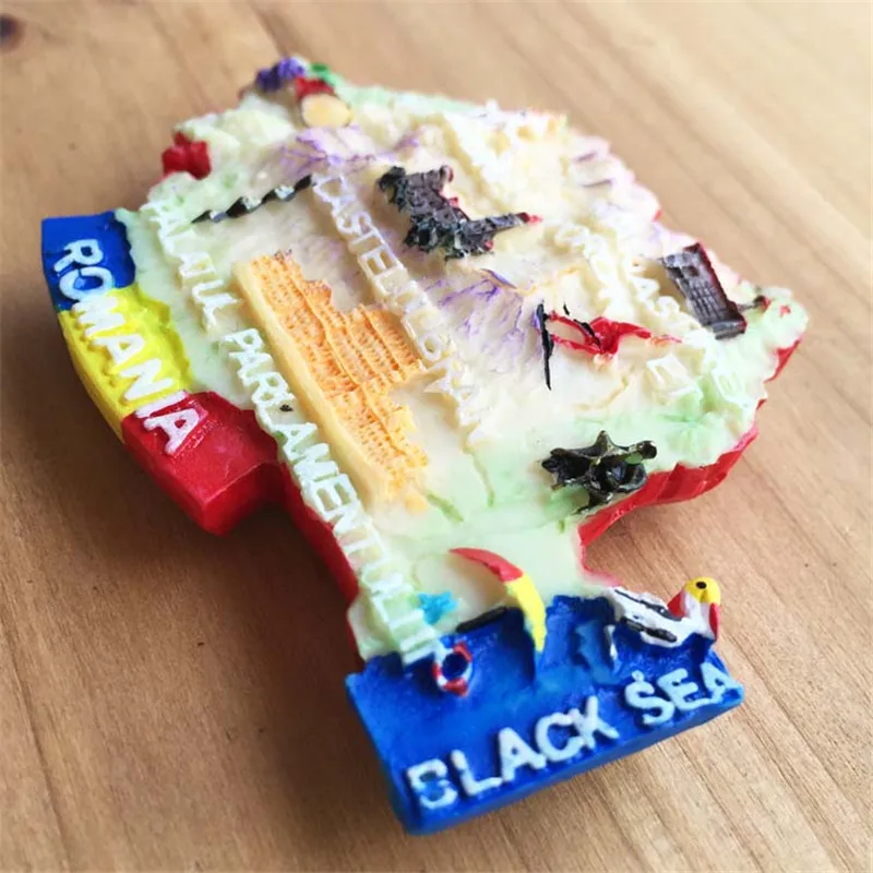 3D карта Румынии с ручной росписью магнит на холодильник черным морем