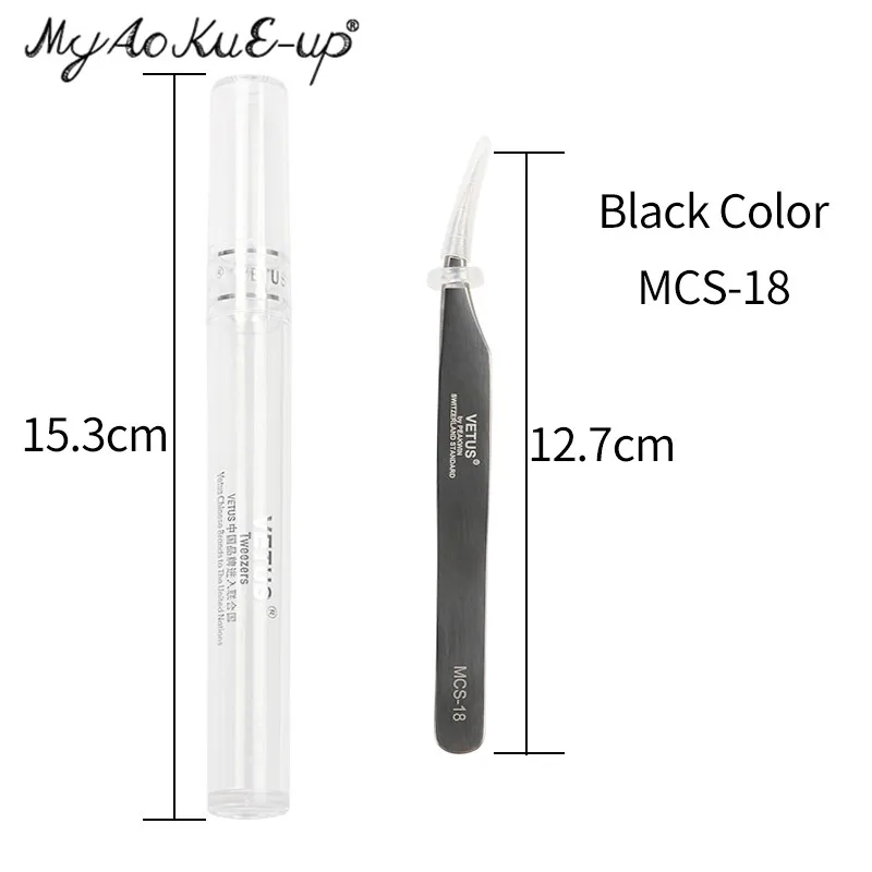 Mcs 18 black Новая серия MCS Премиум Пинцет норковые ресницы удлинение качество ультра тонкий высокая точность нержавеющая сталь антистатические пинцеты - Цвет: Mcs 18 black