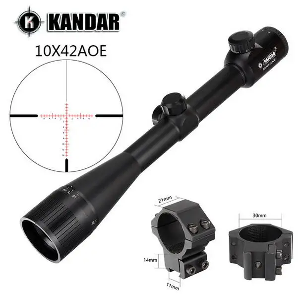 Dovetail Rings KANDAR 10x42 AOE стеклянная сетка красный прибор ночного видения для освещения с фиксированным увеличением 10x охотничий прицел тактический оптический прицел - Цвет: Dovetail Rings
