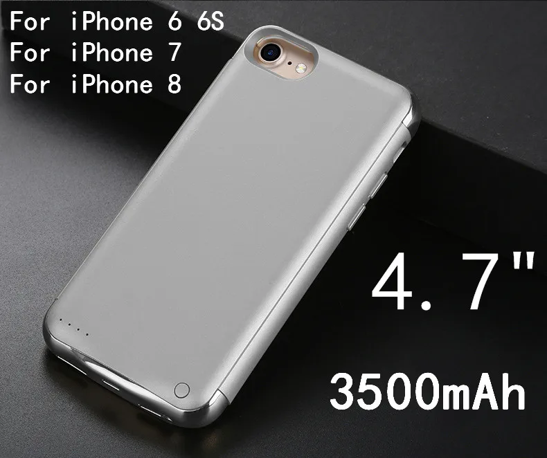 Тонкий ударопрочный чехол-аккумулятор для iPhone X 6 6 S 7 8 Plus, перезаряжаемый внешний резервный блок питания, зарядное устройство для телефона, чехол - Цвет: i7 Silver