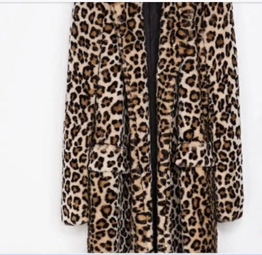 Женское меховое пальто из искусственного меха manteau femme hiver Leopard 2018 зимнее длинное