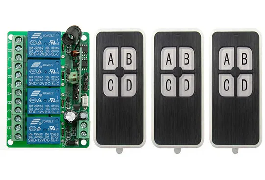 DC12V 4CH 10A дистанционного Управление выключатель света реле Выход радио модуль