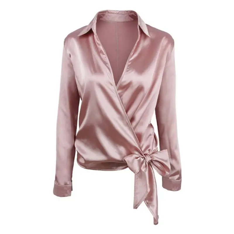 Элегантный Глубокий v образным вырезом Блузка с длинными рукавами Для женщин