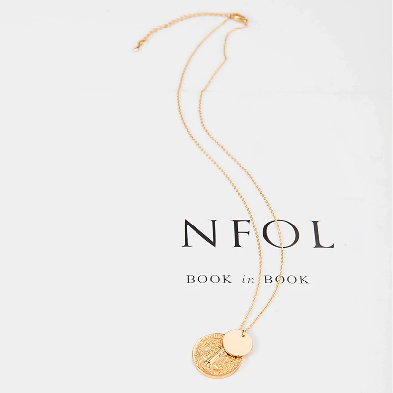 Ожерелье SRCOI золотого цвета с подвеской в виде монеты Девы Марии чокер