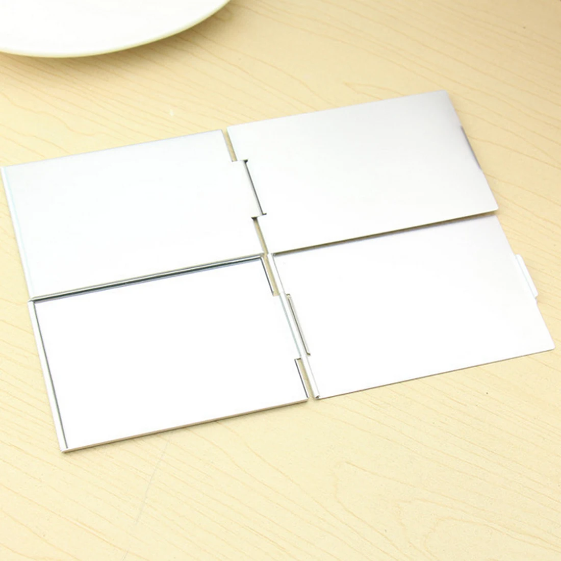New Aluminum Ultra-thin Make Up Mirror Pocket Cosmetic Rectangle Makeup Mirrors Foldable Silver | Красота и здоровье