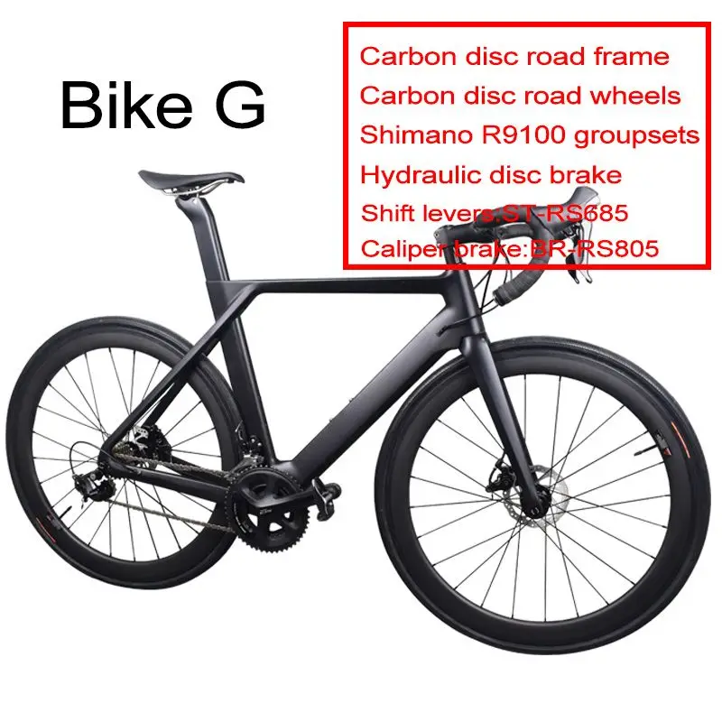 Bike G Диск карбоновый дорожный велосипед Полный велосипед карбон с SH1MANO 4700/R7000/R8000/R9100, 22 скоростной карбоновый велосипед - Цвет: Bike G
