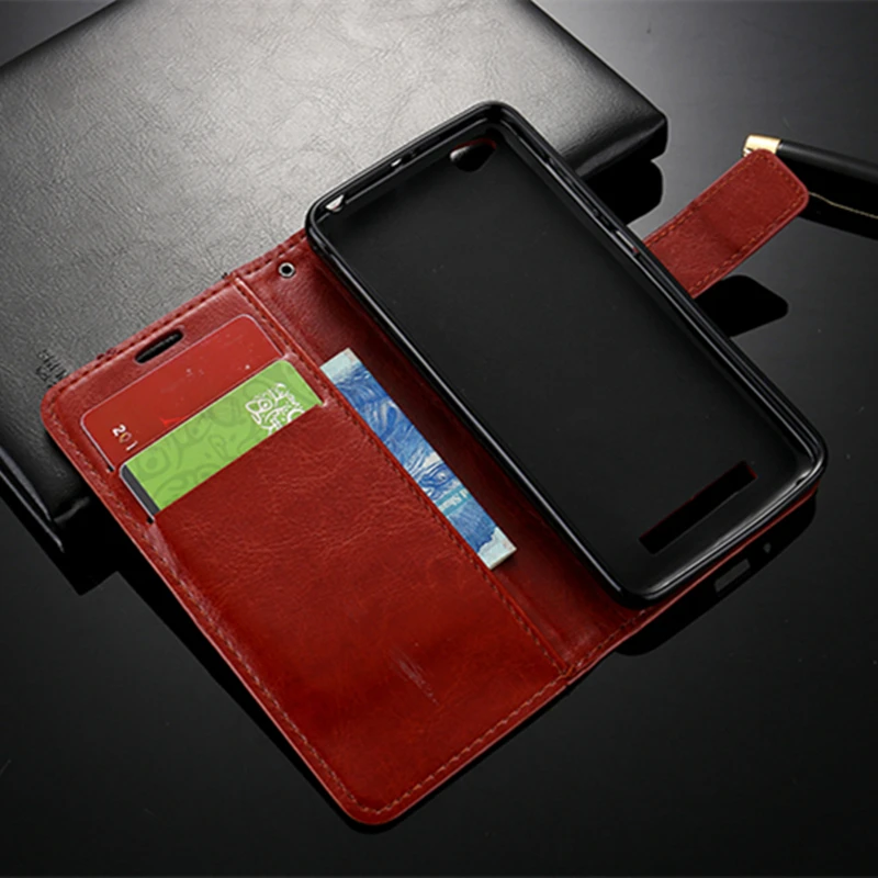 Оригинальный чехол из натуральной кожи для Xiaomi Redmi 4A с откидной крышкой кошелек
