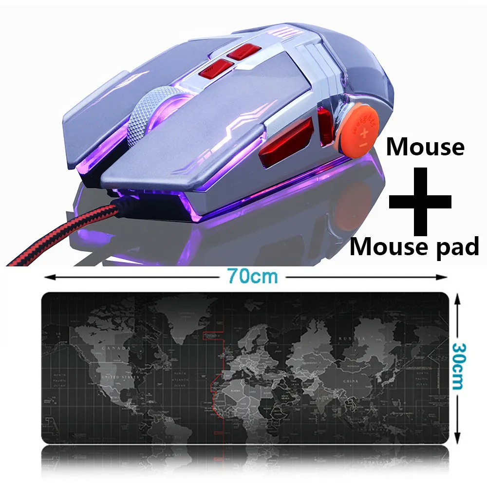 ZUOYA игровая мышь и большой коврик для мыши профессиональная геймерская мышь+ игровой коврик для мыши светодиодный оптический USB Проводная мышь для ноутбука - Цвет: MMR6 Gray 700X300MM