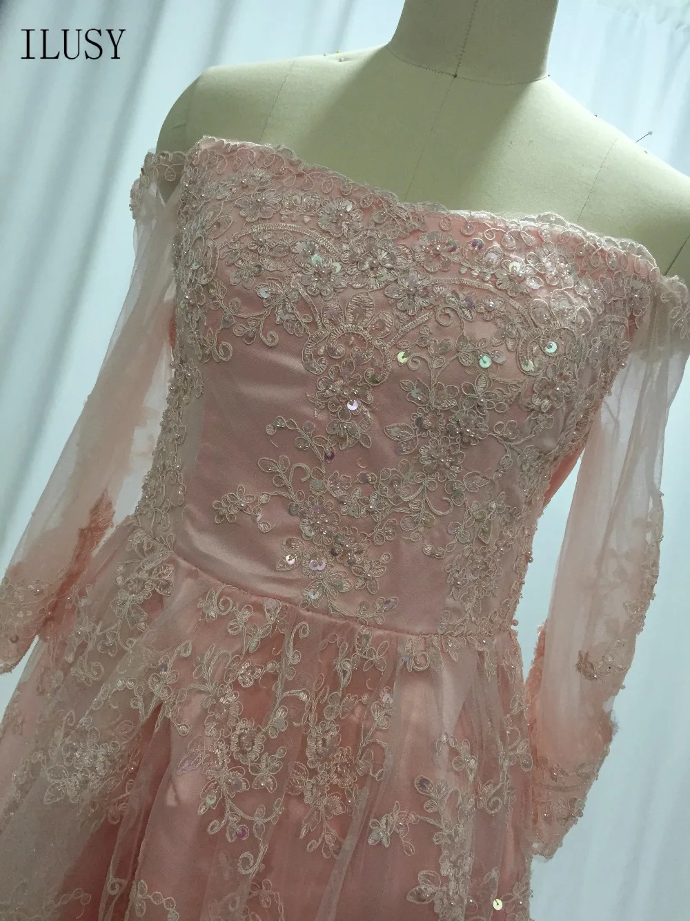 ILUSY Vestidos De Fiesta Largos Elegantes Gala 2017 вечернее платье кружевные аппликации с блестящими