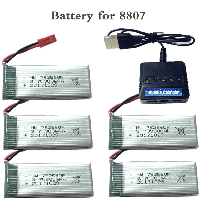 3 7 V 900 mah lipo батарея для 8807 w 8807wh Rc Квадрокоптер запасные части 5в1 баланс зарядное