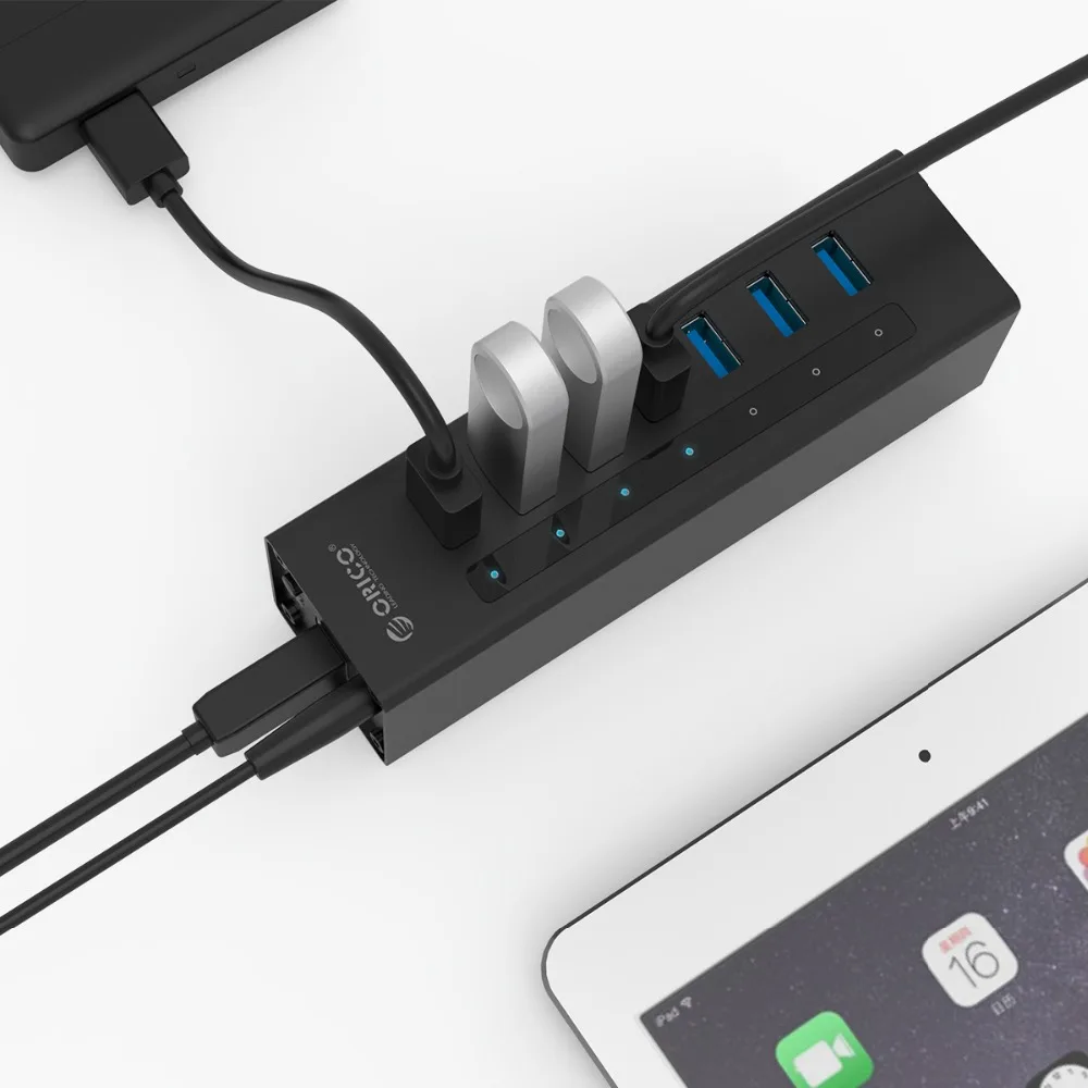Концентратор USB 3,0 ORICO A3H7, 7 портов, BC1.2, зарядный концентратор из алюминиевого сплава с адаптером питания для macbook pro, usb-разветвитель