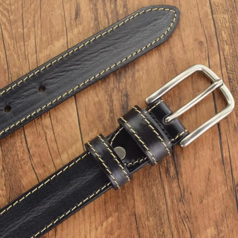 Тонкий и узкий Модный корейский стиль из воловьей кожи мужской ремень ручной