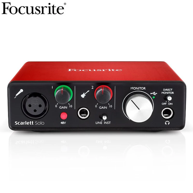 Focusrite Scarlett Solo(2nd Gen) USB аудио интерфейс с микрофонный предусилитель внешняя звуковая карта для гитары и микрофона
