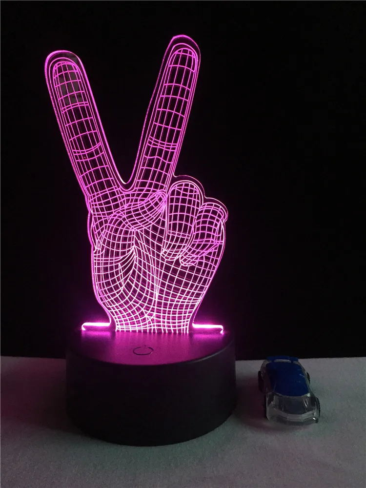 Светодиодный светильник GAOPIN победный жест 3D с USB-кабелем декоративный сенсорный