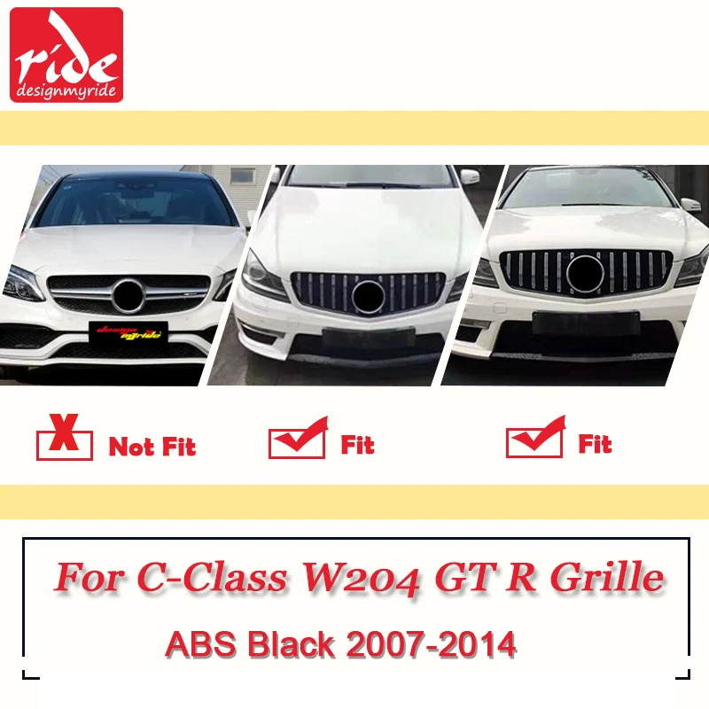 W204 передняя решетка гриль c класс C63 C180 C200 C250 C280 C300 C350 GTS стиль ABS черный без эмблемы