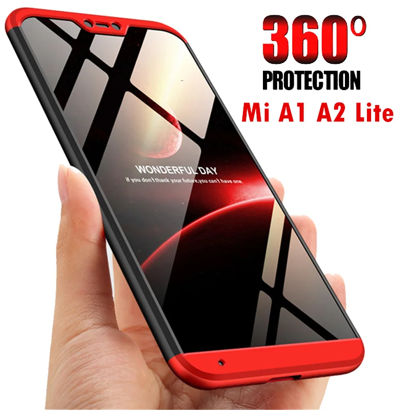 Чехол для Xiaomi Mi A2 Lite противоударный с полным покрытием из закаленного стекла |