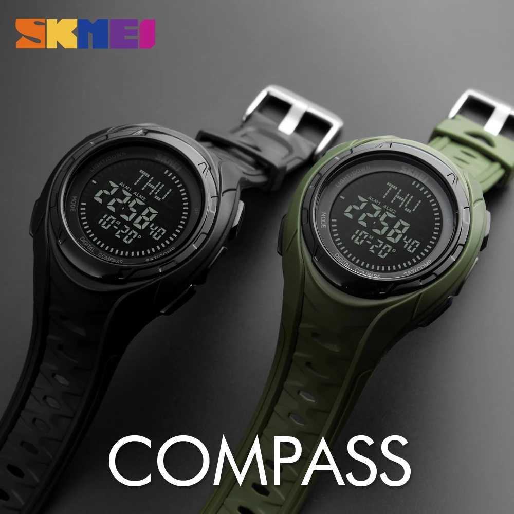

SKMEI Compass Men's Digital Watch 3 Alarm Outdoor Sports Watches Countdown Stopwatch 50M Waterproof Wristwatch Relogio Masculino