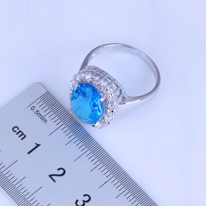 

Love Monologue Classic Round Blue Sky Crystal & White Cubic Zirconia Silver Color Jewelry Sets J0481