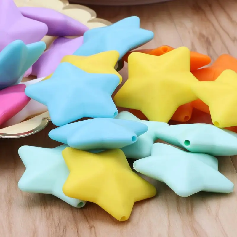 

5pcs BPA-Free Silicone Beads Baby Teether Mom DIY Necklace Bracelet Accessory