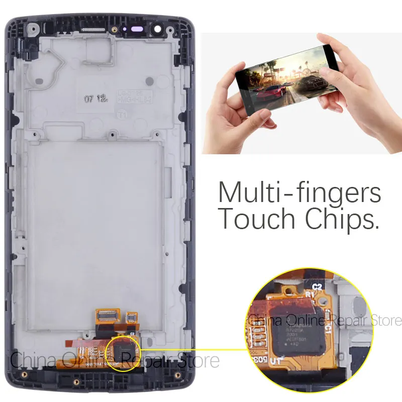 Дисплей для LG G3S D722 D724 G3 Mini LCD в сборе с тачскрином на рамке Оригинал черный