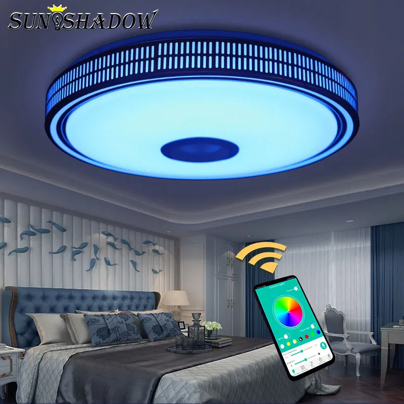 APP Bluetooth Control Ledd Ceiling Lights For Living room Bedroom Gold Body Multicolor Modern Lighting Chandelier Lamps | Лампы и