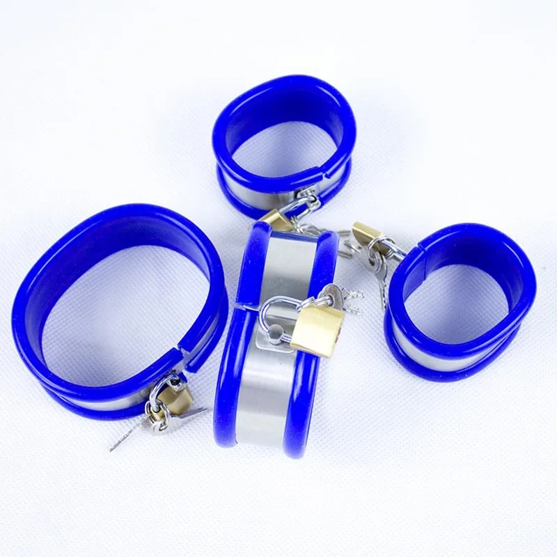Силиконовые манжеты на лодыжке из нержавеющей стали бондаж наручники БДСМ набор