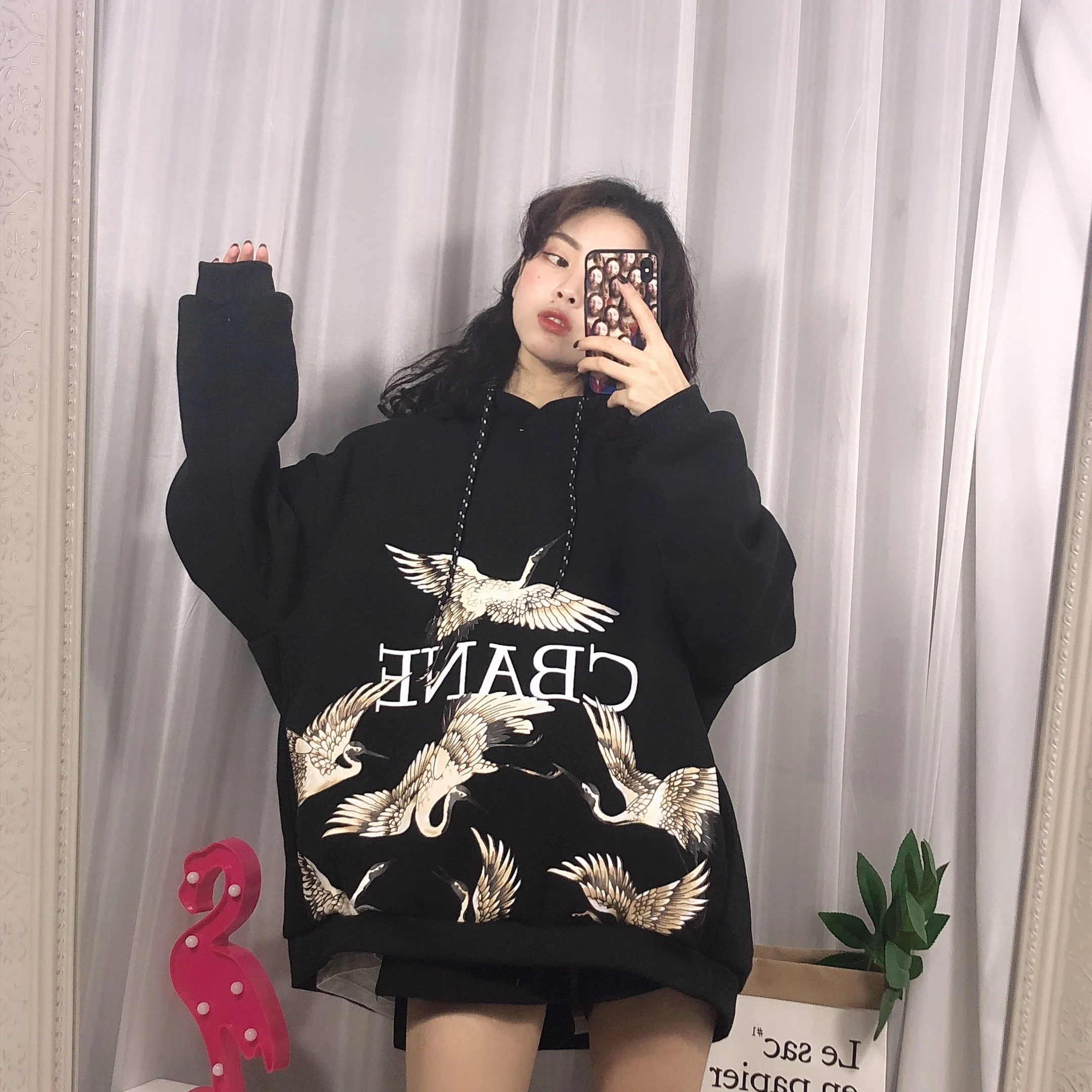 Женские толстовки с принтом, свободные, подходят ко всему, Harajuku, для женщин, корейский стиль, высокое качество, женская модная одежда, для досуга, плотная