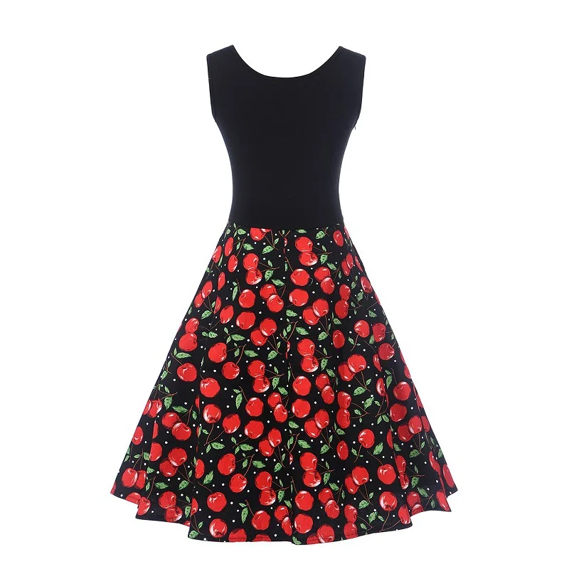 Dresses Lemon Print Summer Dress 2018 Tank Flowers Cherry Leaves Women Sundress Patchwork Tunic Plus Size Polka Dot Midi | Женская