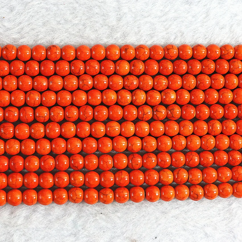 Мода желтый красный orange синтетический вен бирюзовый камень круглый loose бисер diy