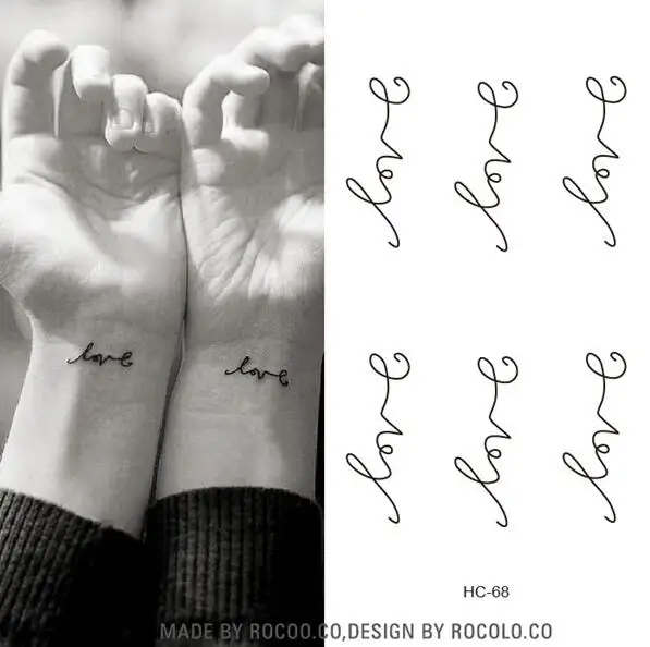 

Waterproof Fake Tattoo Harajuku Letter Love Pattern Design Water Transfer Temporary Tatto Sticker Women Sexy Wrist Tattoo