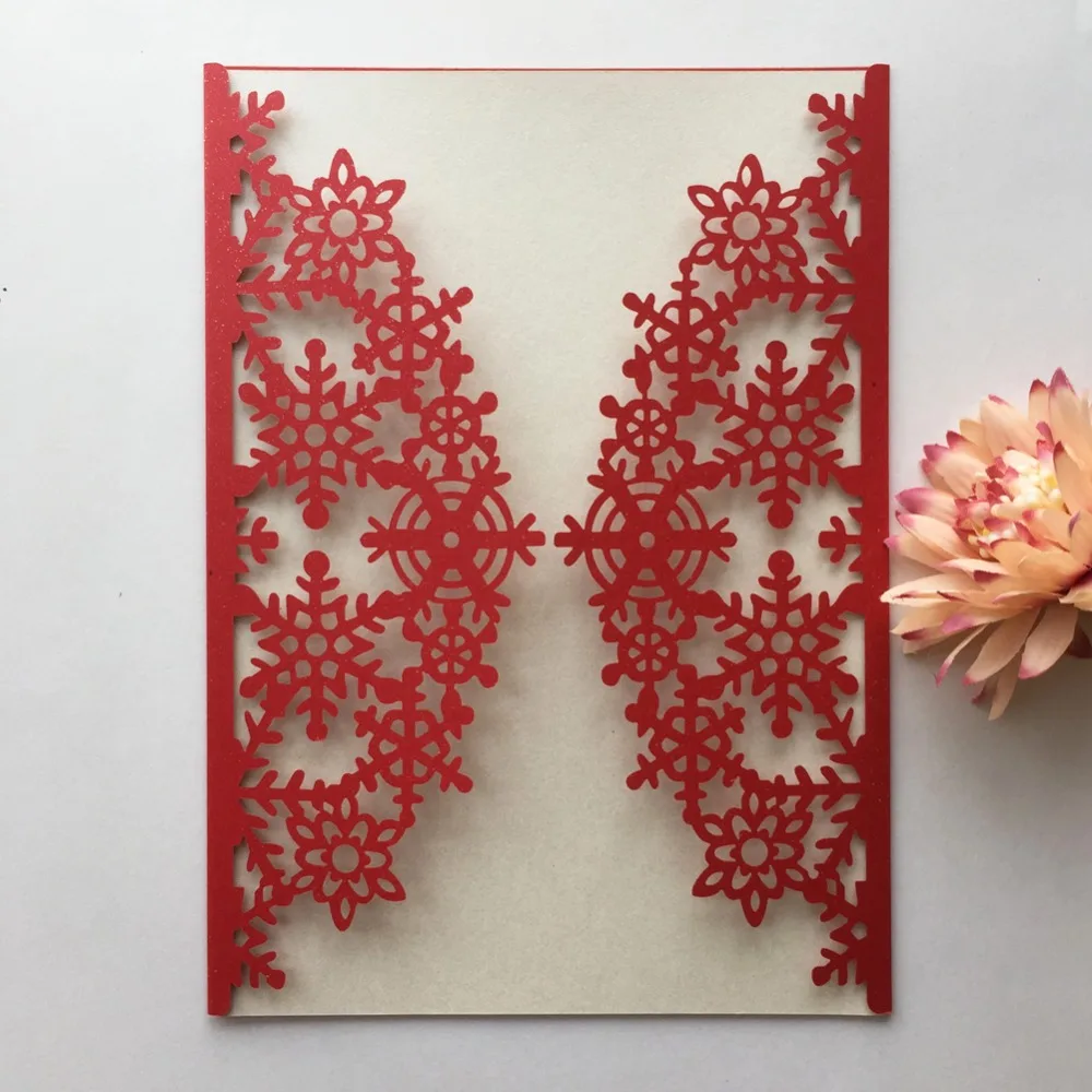 30pcs/lot Hollow Snowflake Pearl Card Wedding Engagement Invitations Birthday Party Greeting Blessing Valentine Day Christmas | Дом и сад