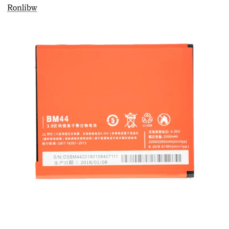 Ronlibw2200mAh BM44 BM 44 Replacement Li-Polymer Battery for Xiaomi redmi 2 Redmi 2A Batteries | Мобильные телефоны и