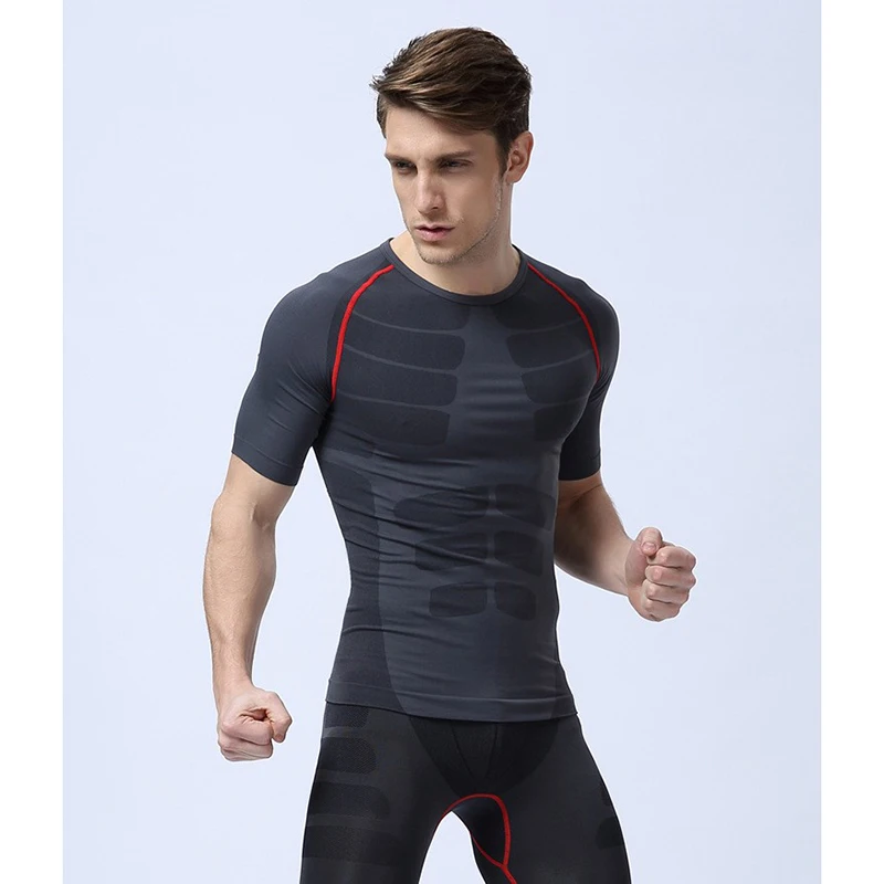 Мужская футболка для бега эластичная Спортивная дышащие футболки тела