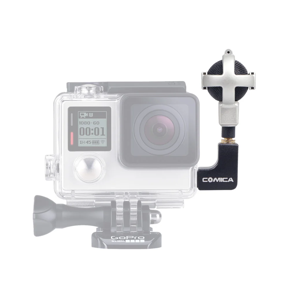 Профессиональный микрофон CoMica для спортивных экшн-камер GoPro с двумя микрофонами