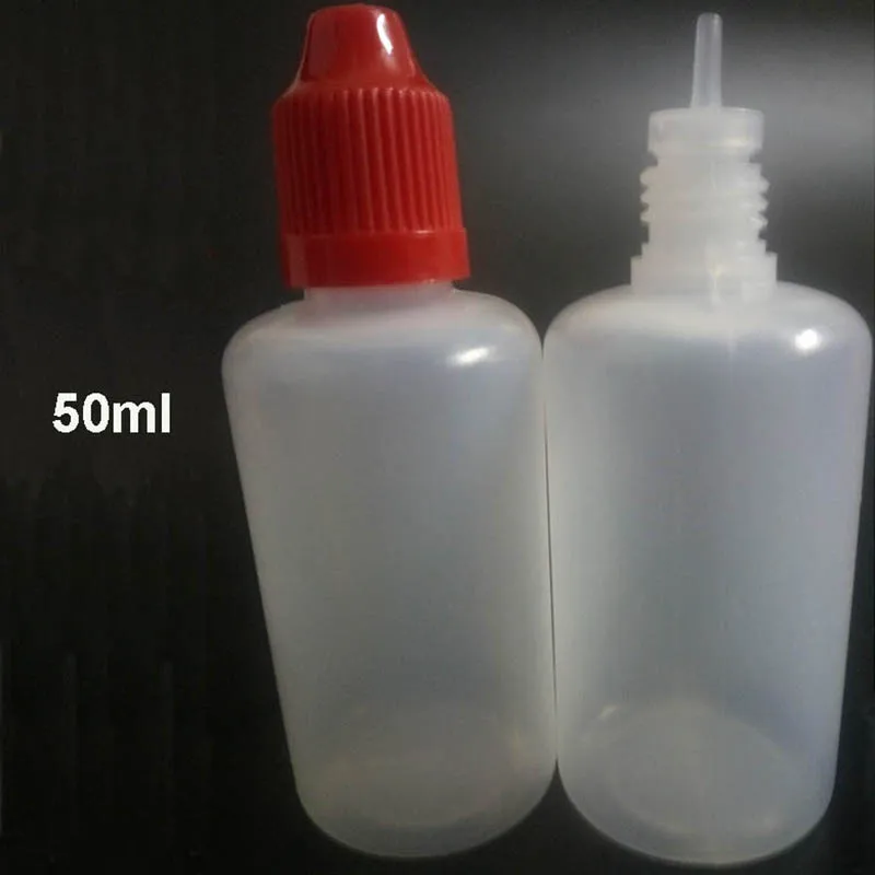 50 мл пластиковая бутылочка PE с капельницей, пустая, для электронной жидкости и геля для ногтей, с детской защитой и длинными тонкими наконечниками, 200 штук/лот