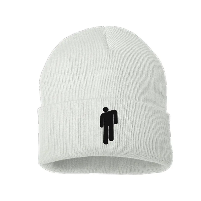 White Billie Eilish, шапки Skullies Beanies для женщин и мужчин, вязаная шапка, повседневная шапка в стиле хип-хоп, зимняя шапка, одноцветная шапка унисекс, Прямая поставка - Цвет: White