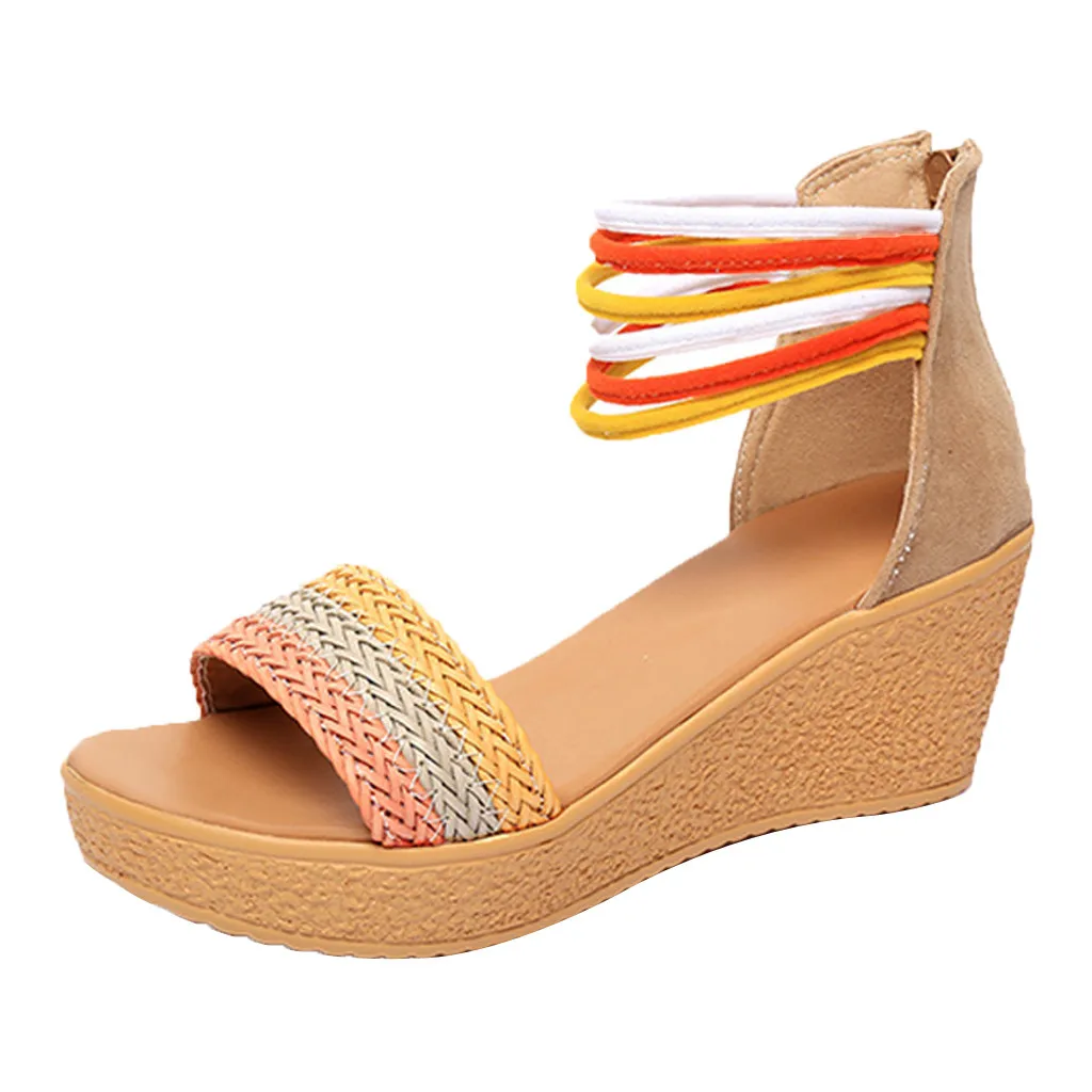 Женские разноцветные плетеные босоножки SAGACE модные повседневные цвета хаки на